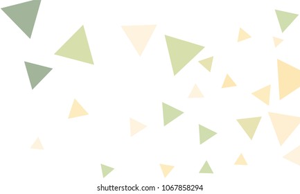 Many Orange, Green and Pink Triangles of Different Size on White Background