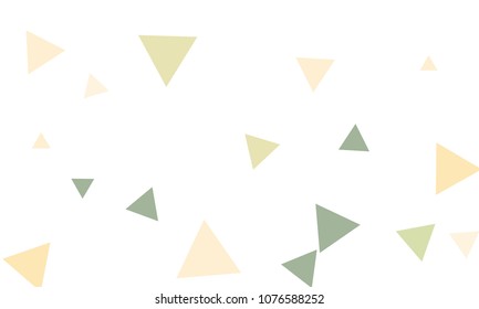 Many Orange, Green and Pink Triangles of Different Size on White Background