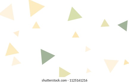 Many Orange, Green and Pink Triangles of Different Size on White Background