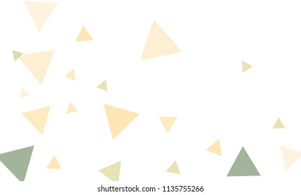 Many Orange, Green and Pink Triangles of Different Size on White Background