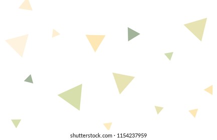 Many Orange, Green and Pink Triangles of Different Size on White Background