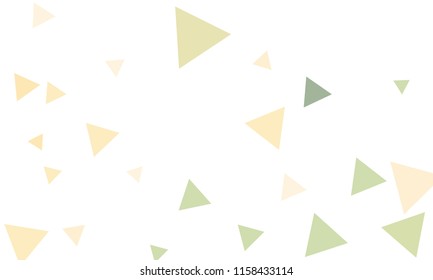 Many Orange, Green and Pink Triangles of Different Size on White Background