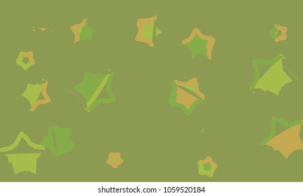 Many Orange, Green and Yellow Stars of Different Size