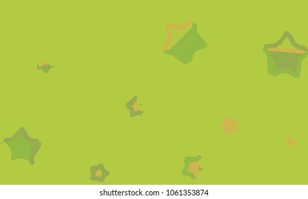 Many Orange, Green and Yellow Stars of Different Size