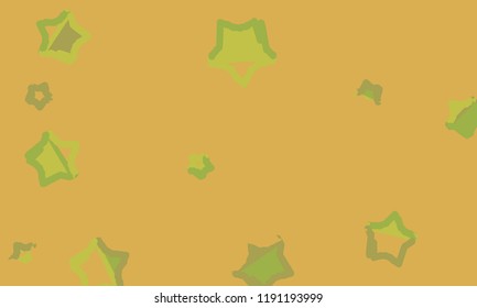 Many Orange, Green and Yellow Stars of Different Size