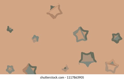 Many Orange, Pink and Yellow Stars of Different Size on Yellow Background