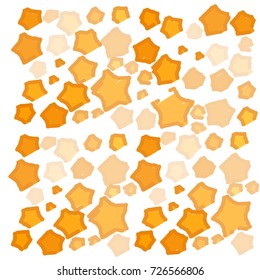 Many Orange Stars of Different Size and Color Tone with Orange Border on White Background