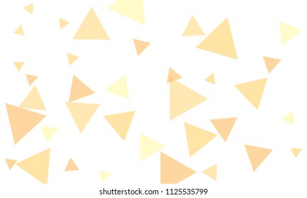 Many Orange Triangles of Different Size on White Background