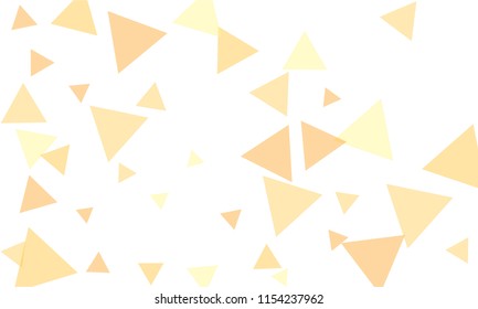 Many Orange Triangles of Different Size on White Background