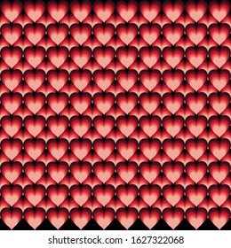Many overlapping hearts in a frame 