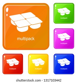 Many packages icons set collection vector 6 color isolated on white background