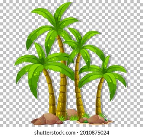 Many palm trees on transparent background illustration