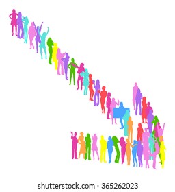 Many People Arrow made of Vector Silhouettes 
