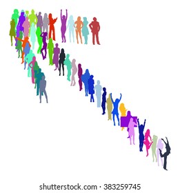 Many People Arrow made of Vector Silhouettes 