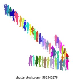Many People Arrow made of Vector Silhouettes 