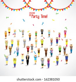 Many people celebrating new year vector design