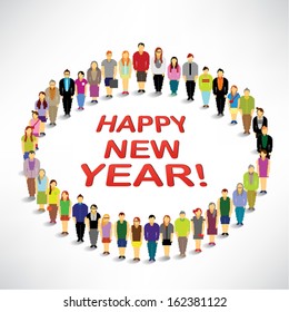 Many people celebrating new year vector design