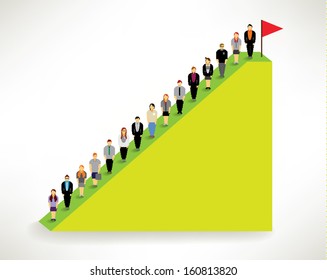 Many people finding way to achieve their goal conceptual vector design