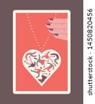 Many people gathered in a heart-shaped necklace. flat design style minimal vector illustration.