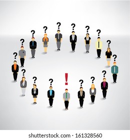 Many people with idea and solution conceptual vector design