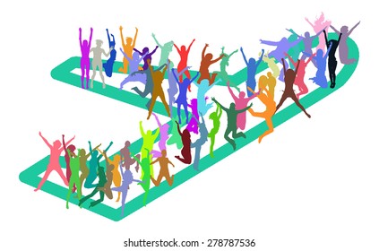 Many People Isolated Illustration Silhouettes 