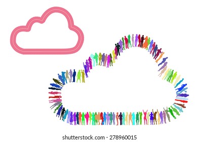 Many People Isolated Vector Silhouettes 