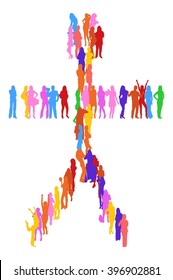 Many People Man made of Vector Silhouettes 