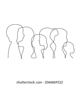 many people one line vector