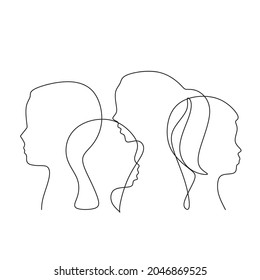 many people one line vector