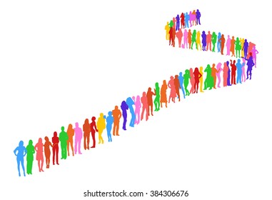 Many People Plane made of Vector Silhouettes 