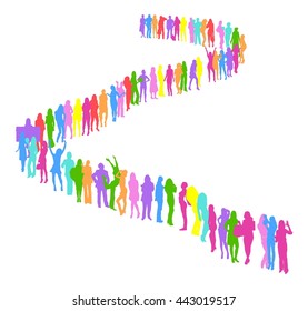 Many People Plane made of Vector Silhouettes 