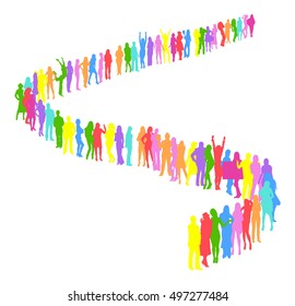 Many People Plane made of Vector Silhouettes 