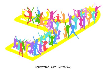 Many People Plane made of Vector Silhouettes 