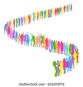 Many People Plane made of Vector Silhouettes 