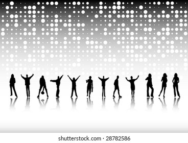 Many people silhouettes