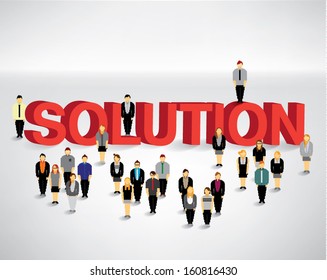 Many people solving problem together conceptual vector design