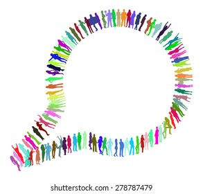 Many People Speech Bubble made of Vector Silhouettes 