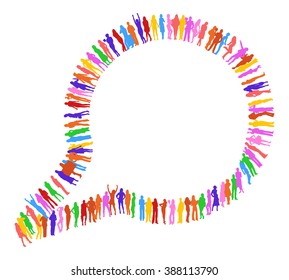 Many People Speech Bubble made of Vector Silhouettes 