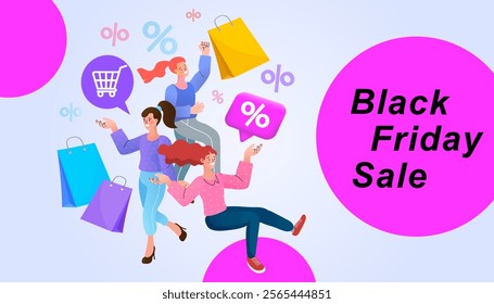 Many people use online shopping services. Smartphone marketing and e-commerce. marketplace for boxing days, discount store, last year sale, back Friday's. Vector illustration.