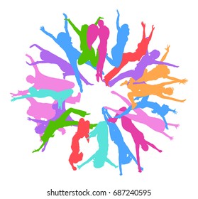 Many People Many Vector Silhouettes 