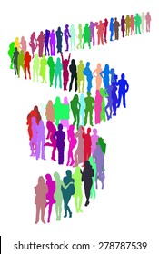 Many People Vector Silhouettes Isolated 