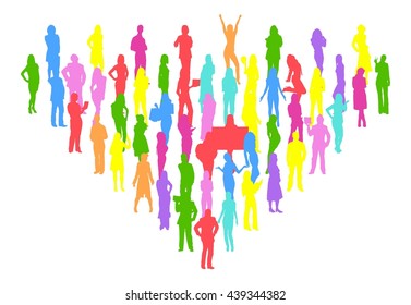 Many People Vector Silhouettes Isolated 