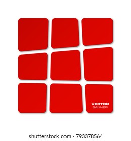 Many pieces abstract banner set. The clear rectangle form as nine advertising banner poster. The flat abstract banner with rounded corners image. Advertising Design shape. label banner tag.
