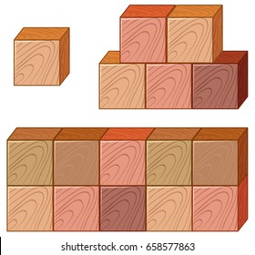 Many pieces of wooden cubes illustration