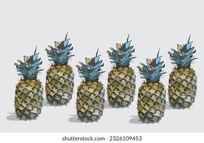 Many pineapples next to each other in a row