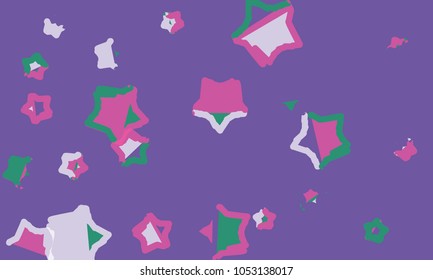 Many Pink, Blue and Green Stars of Different Size