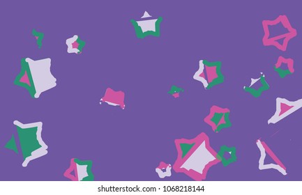 Many Pink, Blue and Green Stars of Different Size