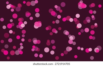 Muchos círculos rosas con un efecto bokeh se dispersan sobre un fondo rosa oscuro.