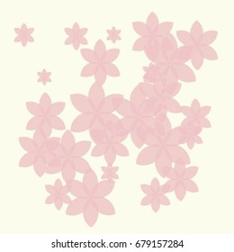 Many Pink Flowers of Different Size on Bright Background