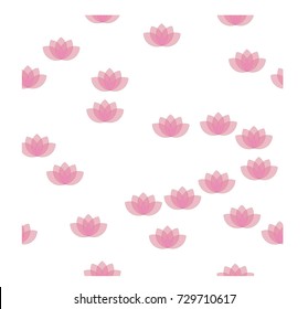 Many Pink Lotuses on White Background